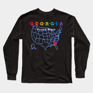 Georgia, USA. Sunshine State - With Map Long Sleeve T-Shirt